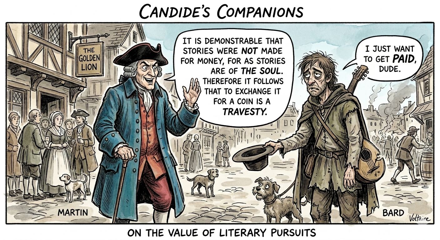 Candide's Companions — Martin and Bard debate the value of literary pursuits